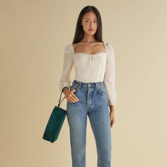 Reformation Isadora Top in Cream size 10 NWT - Picture 4 of 12